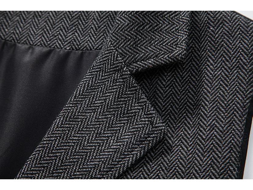 Мужской твидовый жилет с цепочкой в стиле ретро с узором «елочка» M104