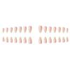 24 Pcs Spring Summer Nude White Press On Nail Medium Length Stiletto Almond Fake Nail Nude Pink Gradient Natural Nail Design For