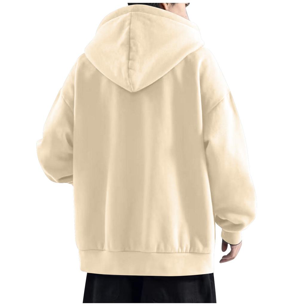 Осенне-зимний мужской однотонный кардиган, свободный большой свитер с капюшоном