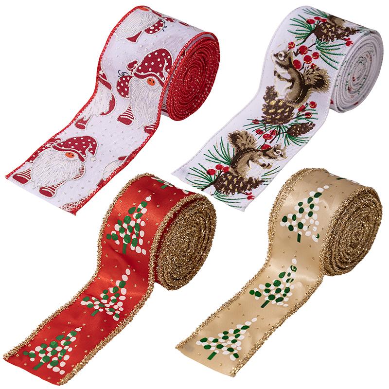 5M Christmas Ribbon Diy Christmas Tree Decoration Wreath Decoration Christmas Tree Snowflakes Snowman Pattern Xmas Holiday Decor