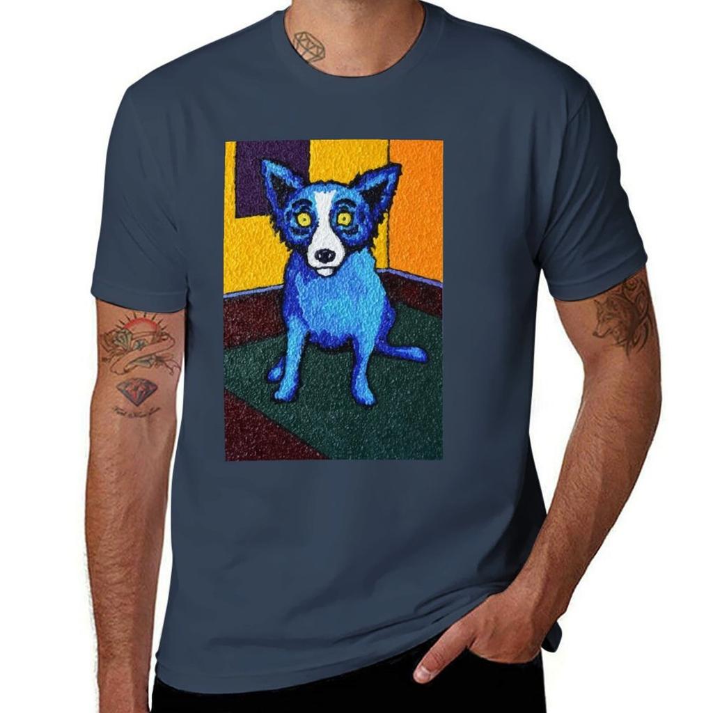 Painting Blue Dog After George Rodrigue Tshirt Soft Touch Basic Cotton Tshirt