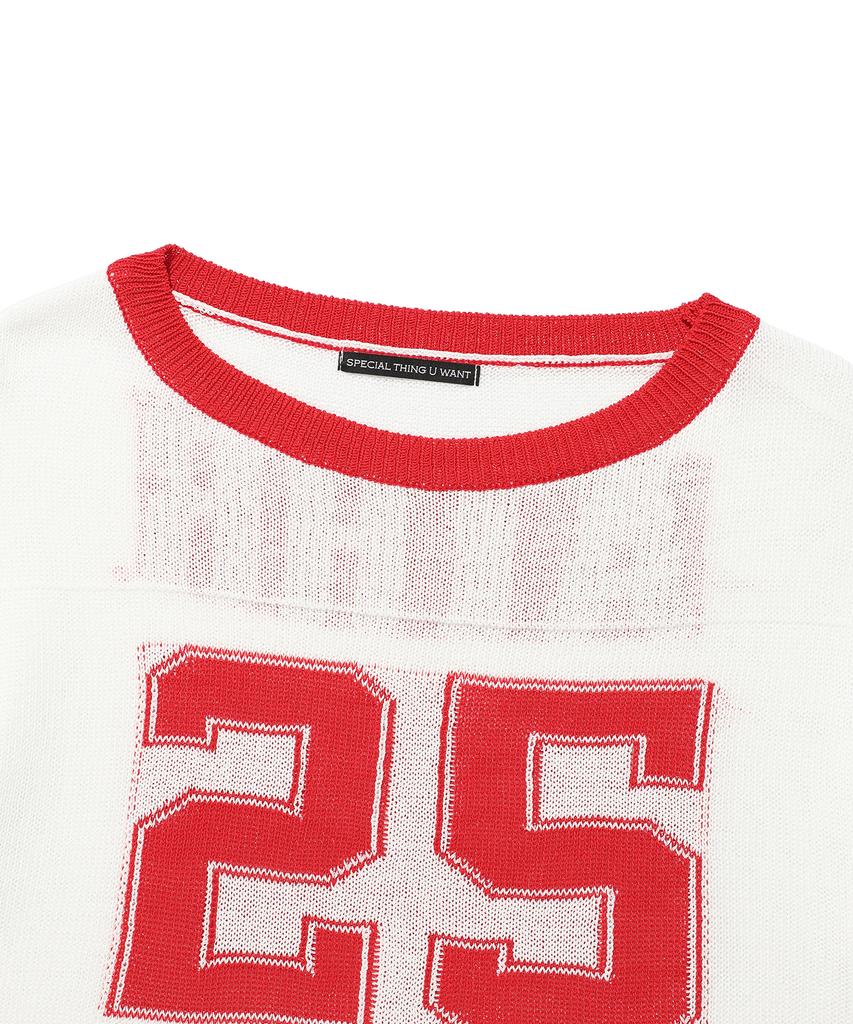 ANDTHEOTHER Oversized Round Neck Short Sleeve Knit Red