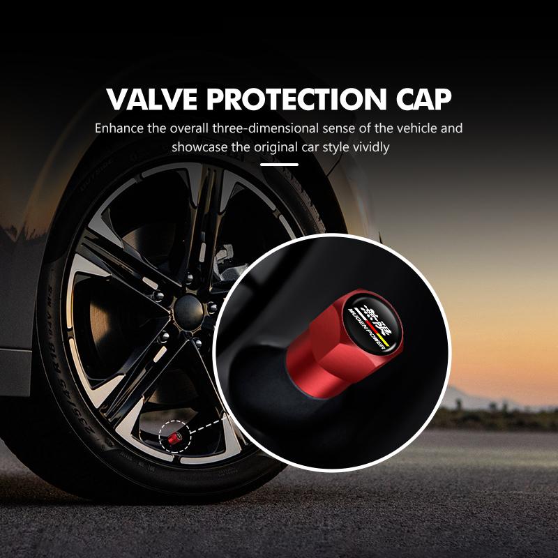 4PCS Car Tire Stem Valve Cap Airdust Waterproof Wheel Tire Valve Rim Stem Cover For Honda Mugen Vezel Accord Fit City Legend CRV Valve Stems 1