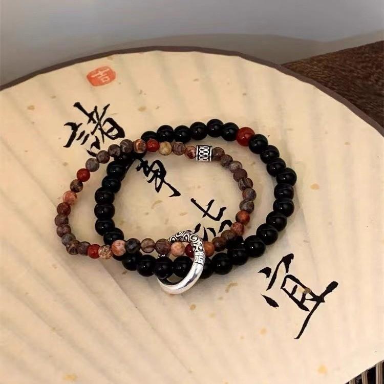Style Handcrafted Ethnic Natural Stone Beaded Bracelet Unisex Design Geometric