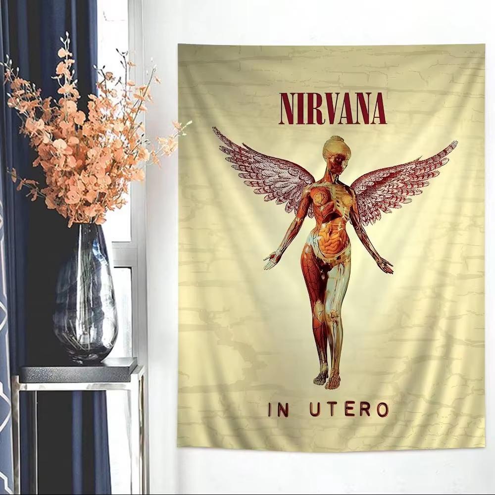 Гобелен Nirvana In Utero, Устойчивый к выцветанию Полиэстеровый Баннер для Гостиной, Музыкальной Комнаты, Комнаты в Общежитии, Для Использования В Помещении и На Улице