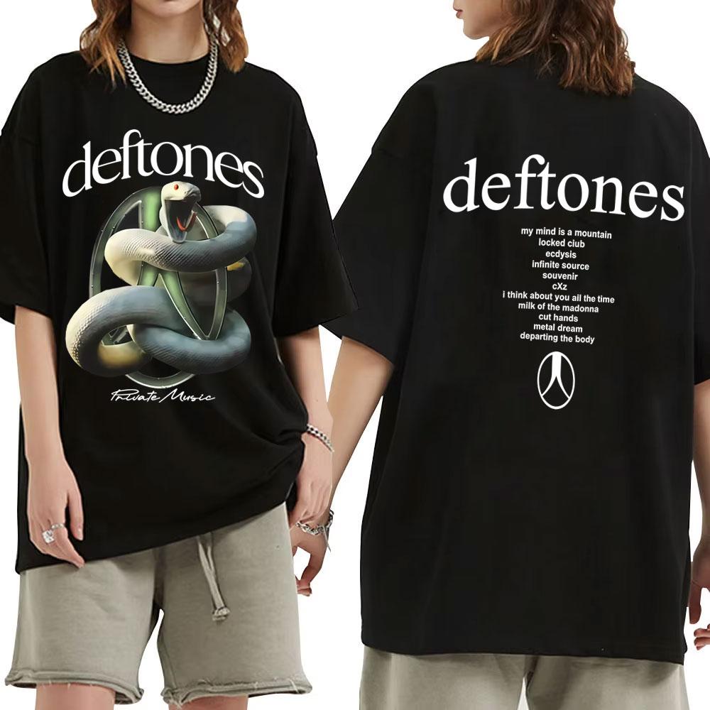Музыкальная группа Deftones Принт Змея Футболка Унисекс Женская Винтажная Повседневная Мягкий Хлопок Футболки Унисекс Мода Уличная одежда
