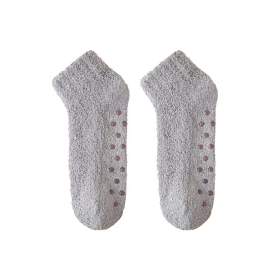 1 пара женских носков, утолщенные, эластичные, противоскользящие, с противоскользящей нижней частью, однотонные носки-тапочки, теплые, мягкие, не впитывающие пот, женские зимние носки