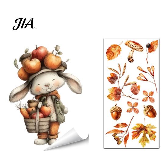 Party Decoration Stickers for Glass Autumn Static Window Sticker with Cute Animals & Maple Leaves, Removable Harvest Decorations Festival Clings,