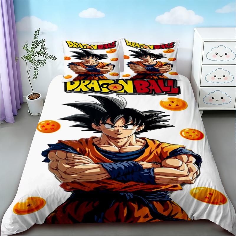Детское постельное белье с Гоку из Dragon Ball, мягкое и удобное, для спальни, домашнего декора, размер Queen/King, подарки для мальчиков