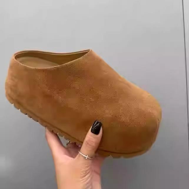 Туфли Boken платформа осень новая кожа ощущение расслабленности одна педаль для увеличения роста досуг ленивый мешок голова шлепанцы