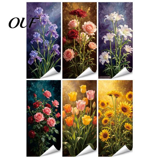 Outdoor Garbage Bin Decorative Vinyl Floral Trash Can Stickers, Waterproof Self?Adhesive Decals, Vintage Flower Pattern Decor Garden Waste Container
