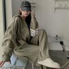 Influencer Women's Tracksuit Set: Loose Korean-Style Zipper Hoodie & Joggers for Autumn/Spring Casual Fashion