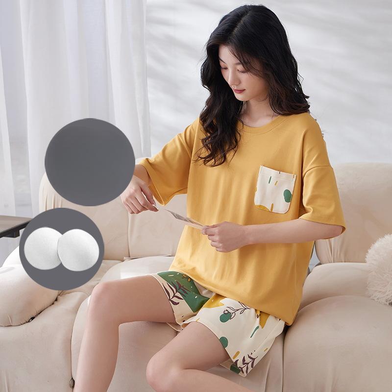 Пижама женская летняя с подушками, милые и симпатичные шорты, можно носить поверх хлопкового костюма с короткими рукавами, домашняя одежда
