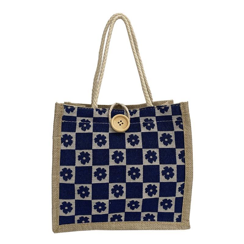 Женская сумка Flower Tide Network Red Fashion Button Портативная простая сумка Bento Маленькая холщовая сумка Цветочная сумка