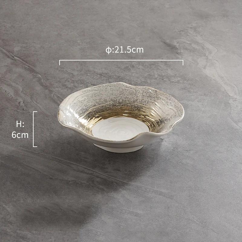Творческие керамические миски в форме листьев лотоса, легкие, роскошные, ресторанные, салатницы, десертные, ретро, изысканные, фруктовые тарелки, бытовая посуда
