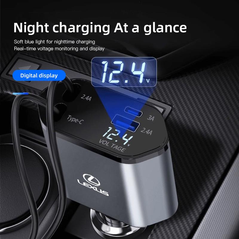 Retractable Car Charger, 4 in 1 Fast Charging Car Charger 120W For Lexus FSPORT LBX NX RX 350h 450h ES UX 300e GS GX IS LS LX