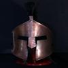 Royal Handicraft Excellent Sparta 300 Movie Helmet War Damage Version of King Leonidas Helmet of Sparta with Wooden Stand
