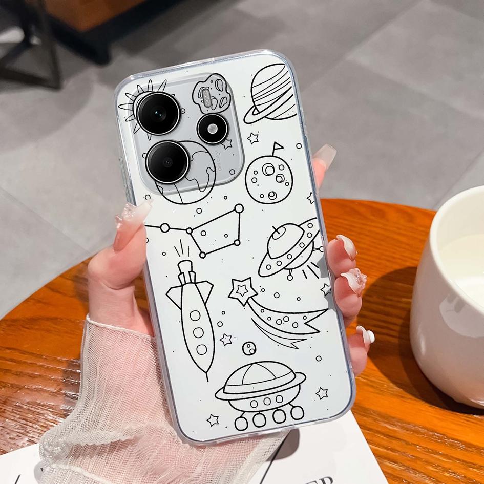 Забавные черные задние крышки для кота для Redmi Note 14 Pro Plus A3 K80 Pro A4 14R новый чехол для телефона эстетический дизайн жидкий силиконовый мягкий корпус для Redmi бампер