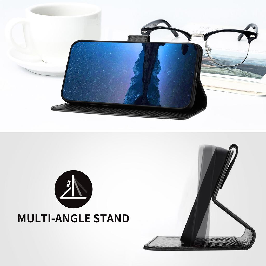 For Infinix Note 50x 5G Wallet Case with Strap Carbon Fiber Texture Leather Mobile Cover