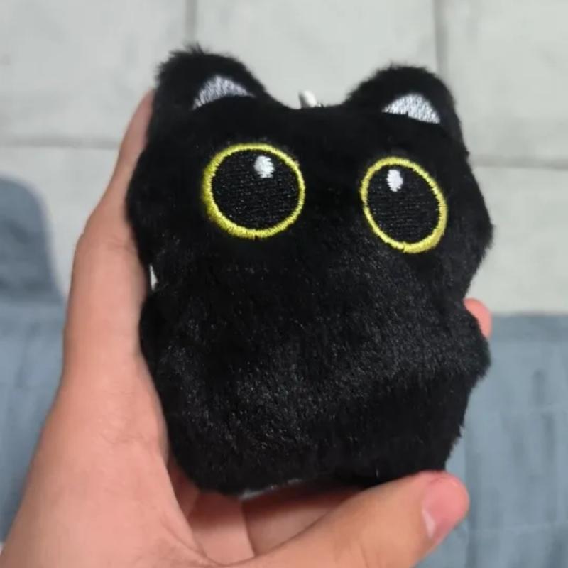 Kawaii Black Kitten Doll Keychain Cute Soft Plush Pendant Backpack Suitcase Decorative Pendant Children's Toy Birthday Gift