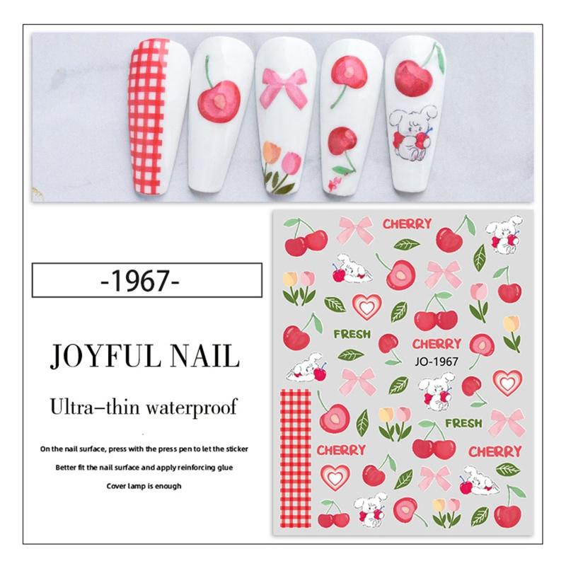 6Sheet Summer Fruit Nail Stickers Decals  For  Self-Adhesive  Nail Art Stickers For Gel Polish  DIY Nail Art Decorat