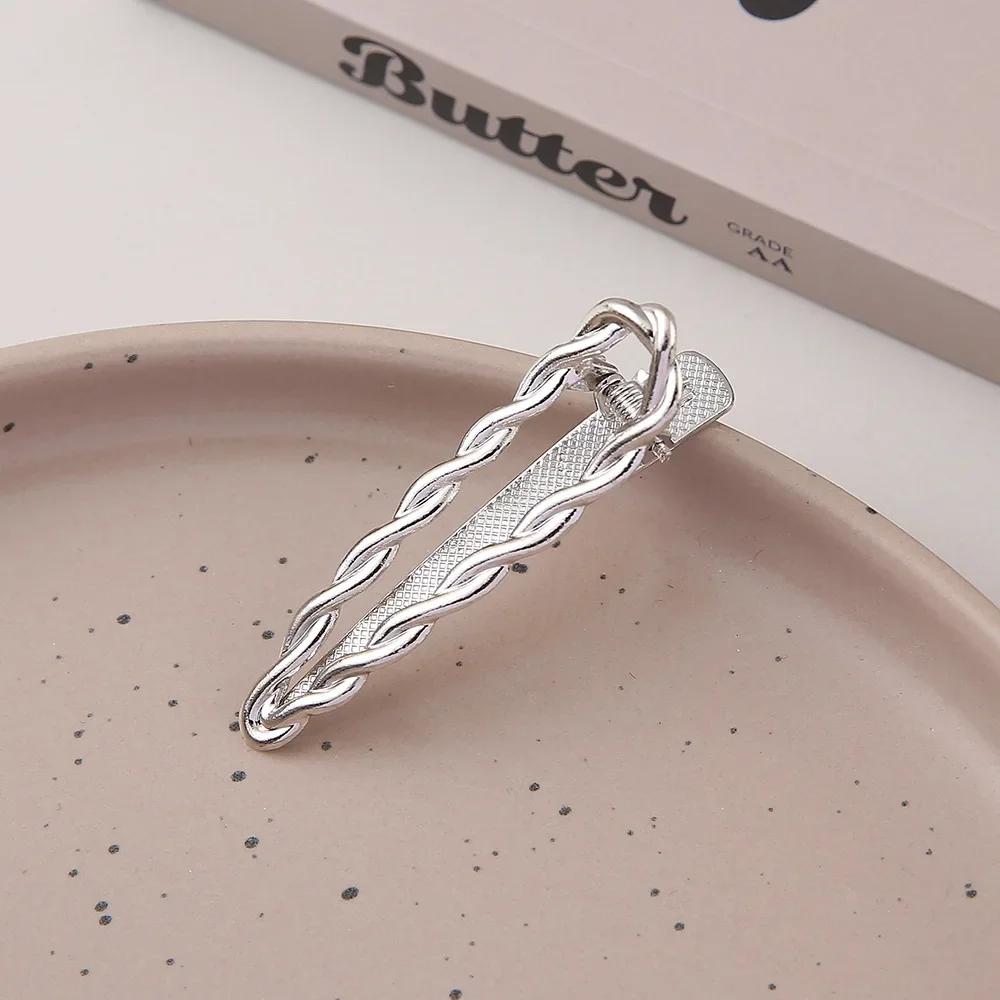 Изысканные Металлические Полые Заколки для Волос Золотого и Серебряного Цвета Сладкие Крутые Заколки для Челки Заколки-Уточки для Лба и Выбивающихся Волос Шпильки Стильные Головные Уборы