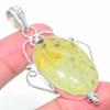 Natural Prehnite Gemstone Handmade 925 Sterling Silver Pendant 2.52" V3e71