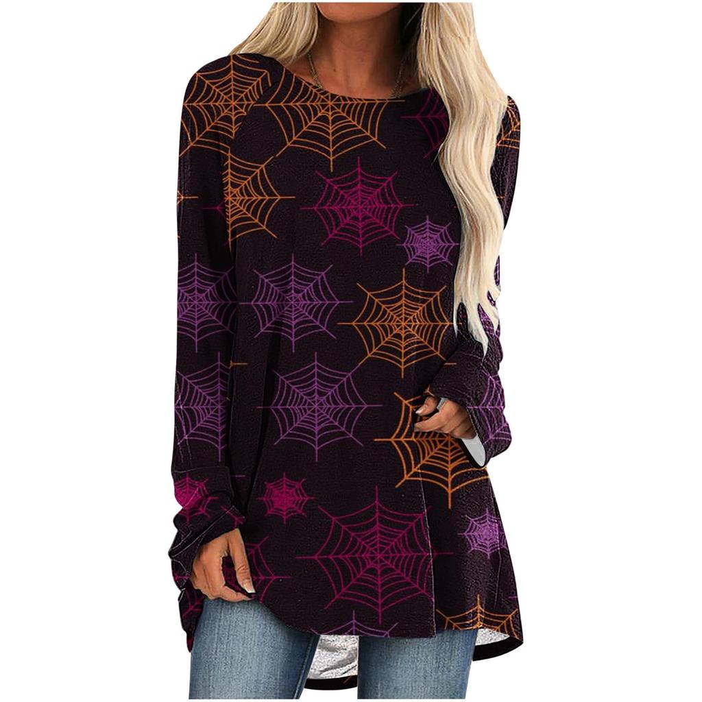 Футболка с принтом «Страшный Хэллоуин», паутина, руки на кладбище, 3D-принт, женские футболки с длинным рукавом, уличная одежда, женские туники, футболки, топы, одежда