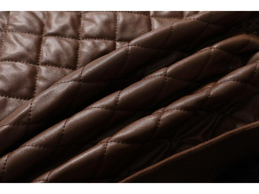 Мужская черная кожаная куртка с воротником-стойкой, на молнии, с прорезными карманами и прямым низом для осенне-зимней повседневной носки