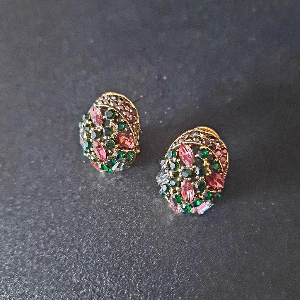 Vintage Stud Earrings for Women Girls French Hooks Max Brincos Ouro Joias Full Glass Turkish Jewelry Retro Pendientes