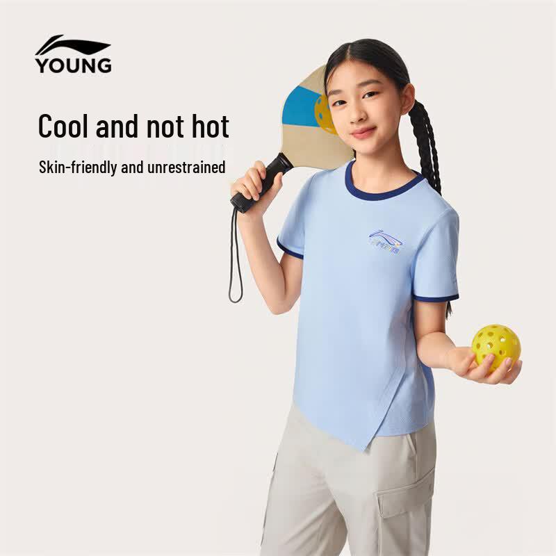 LI-NING Kids' Girls' Ice-Feel Anti-Bacterial Short Sleeve Sport T-Shirt