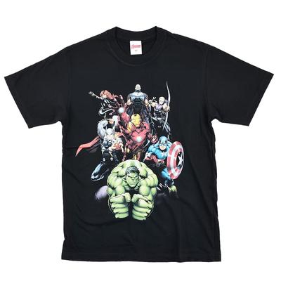 EVERSOUL Футболка Marvel, с коротким рукавом, Мстители, Халк, Тор, Железный Человек, Мерчандайз по американским комиксам, Подарок, Мужская, Черная, Размер L [Параллельный импорт]