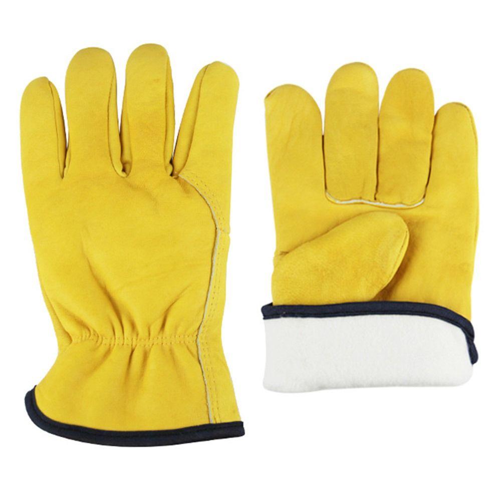 Wear-resistant Leather Mechanic Garden Plush Work Gloves Labor Gloves Driving Gloves Winter Warm