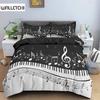 Комплект постельного белья Piano Duvet Cover Set из полиэстера с вращающимися музыкальными нотами для девочек, черно-белый нарядный комплект постельного белья с ретро-музыкой