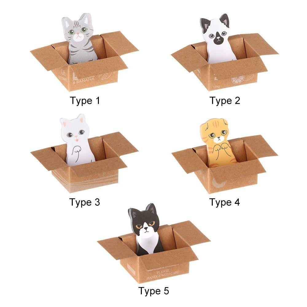 School Supplies Stationery Stickers Memo Pad Cartoon Cat Sticky Notes Kitten In Box Office Notepad