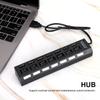 7-портовый USB-хаб Док-станция Черный 480 Мбит/с с переключателем для защиты от перегрузки по току 7 портов Черный