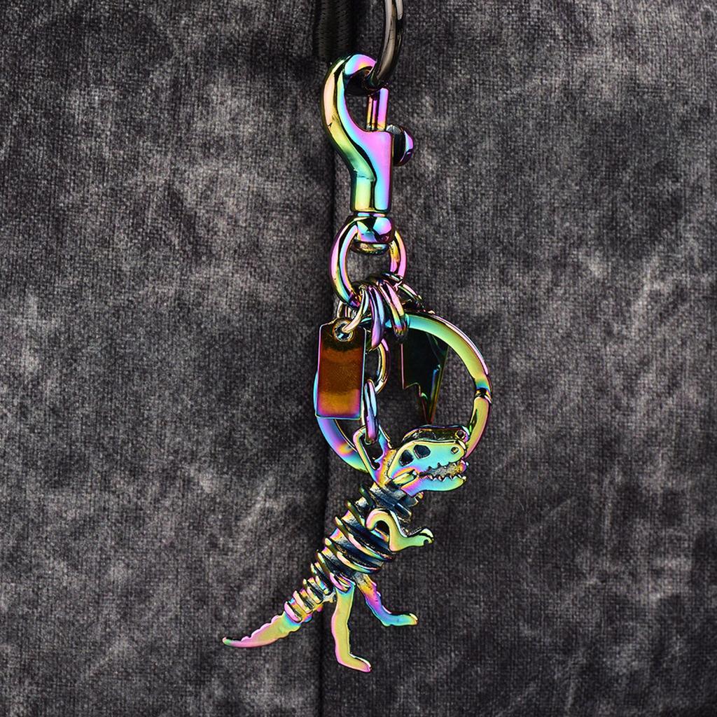 Colorful Alloy Dinosaur Bone Keyring Eye Catching Metal Keychain Accessory Fashionable Bag Charm Ornament for Students