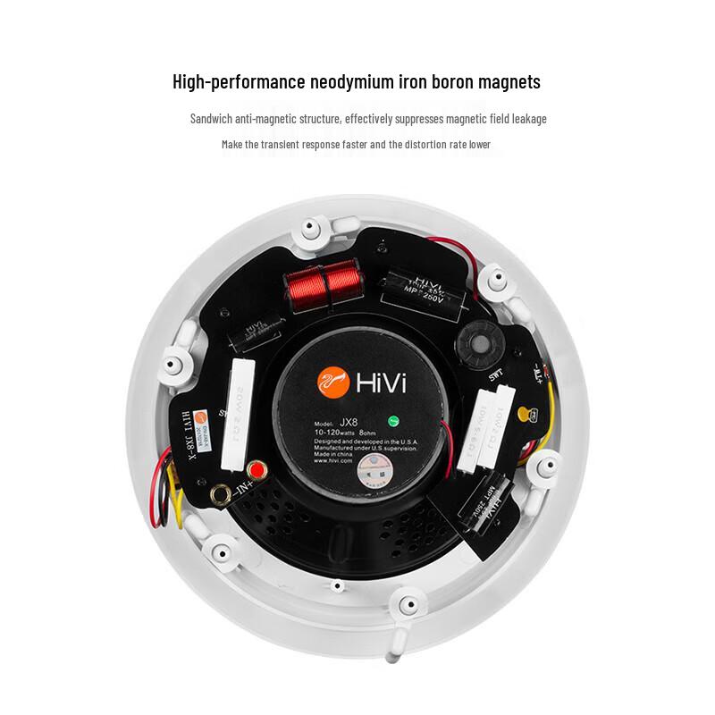 HiVi JX8*6 Ceiling Speaker Home Theater System with Denon X1800 Amp and Sub8A CN plug (adapter included)