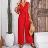 Women's Summer Jacquard Striped Ruffle Sleeveless Casual Jumpsuit