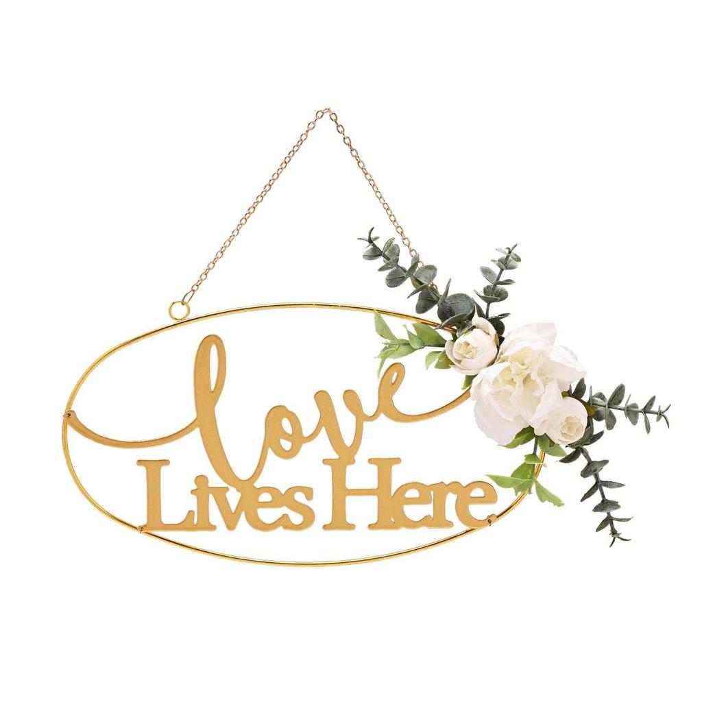 Celebrations Love Story Love Lives Here Metal Floral Plaque