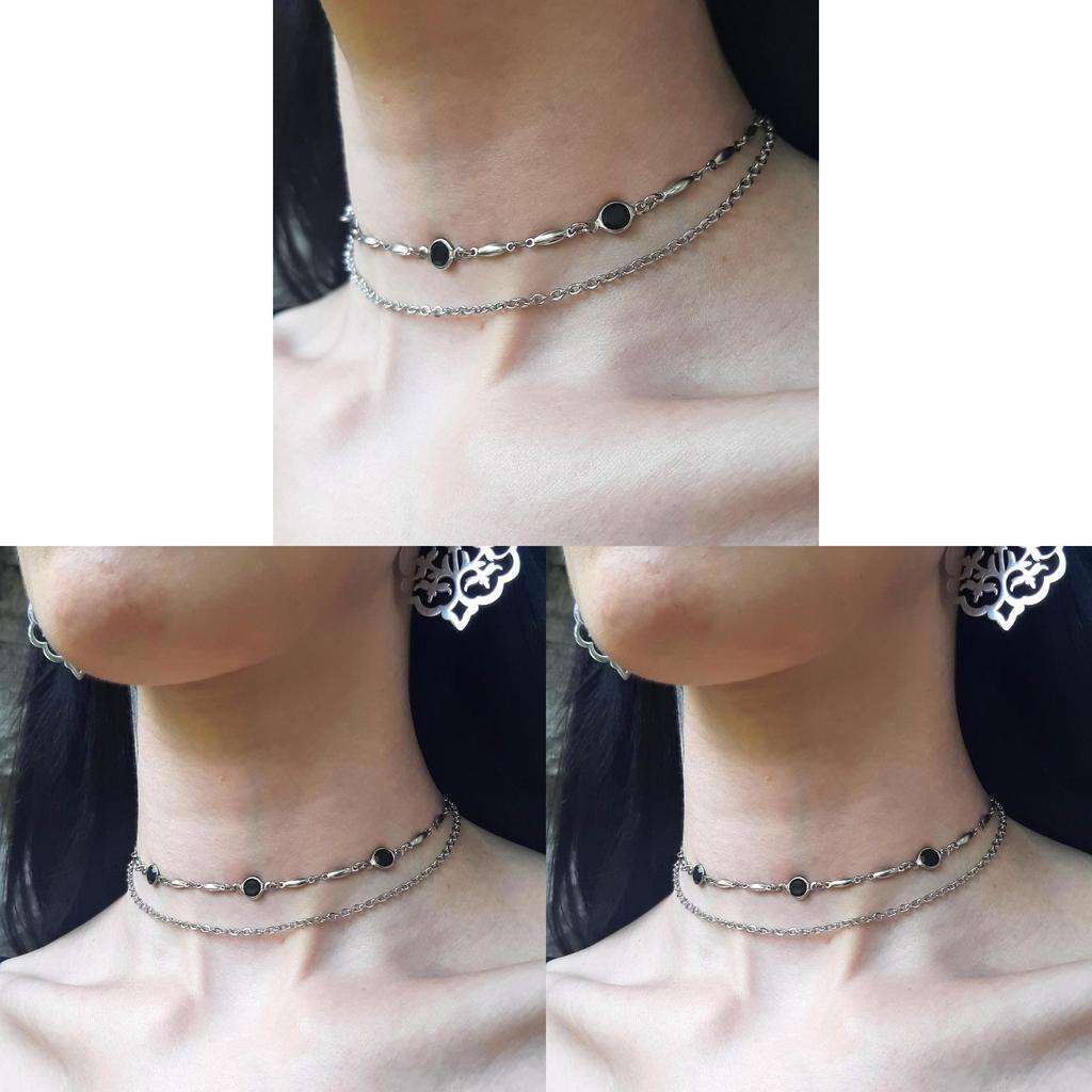 Gothic Crystal Necklace For Women With Geometric Pendant And Cross Chain