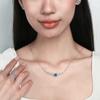 APM Monaco Small rectangular blue pendant adjustable necklace for women AC7376XCB