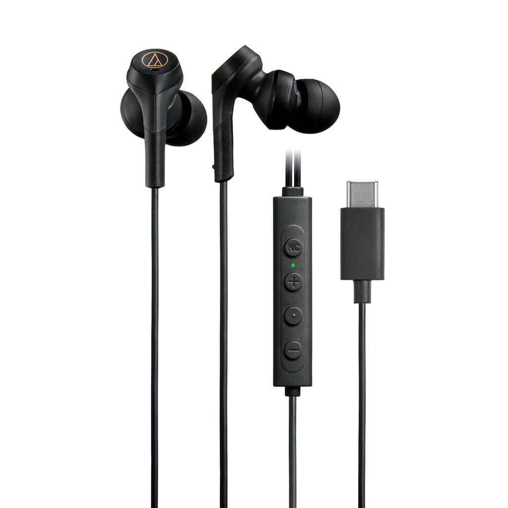 Audio Technica BK Earphones Wired Type C Noise Canceling Length Remote Control with Heavy Sealed High Quality ATH-CKS330NC 1.2m [No Delay, Microphone,