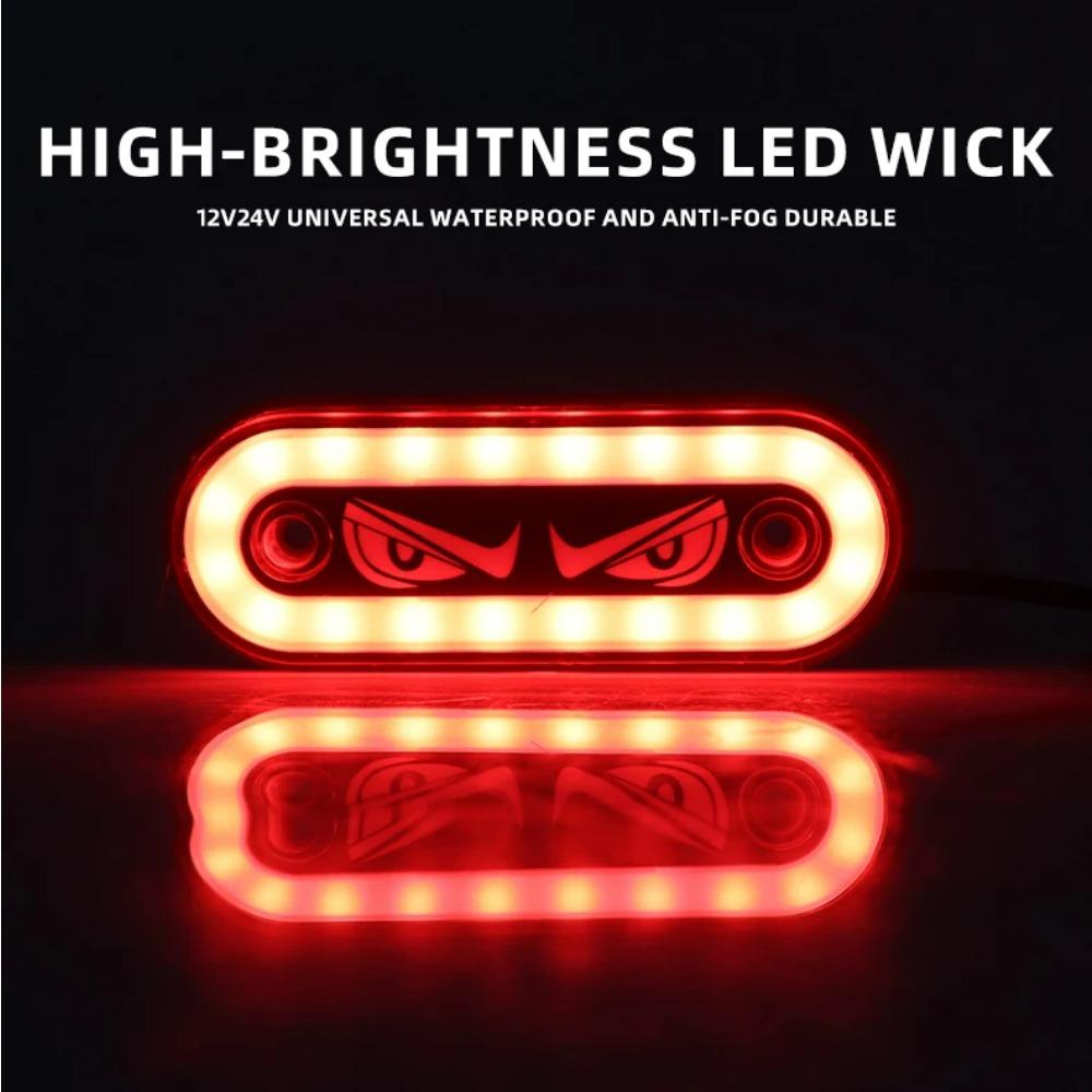 2/4Pcs Demon Eye 12-24V Truck Side Light Super Bright Signal Light LED Side Marker Lights for Trailers Construction Vehicle UTV