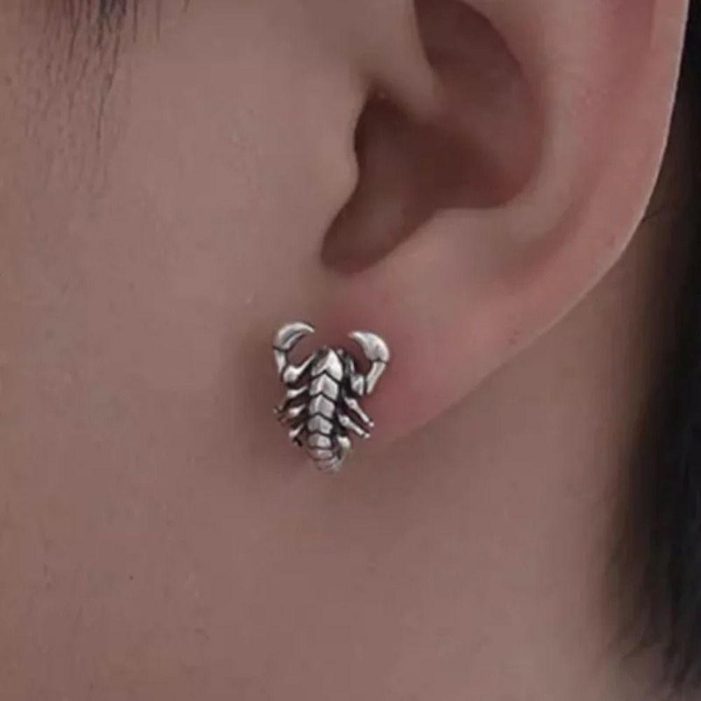 Cool Scorpion Earrings Studs Gothic Men Ear Studs Creative Silver Stud Earrings Gift