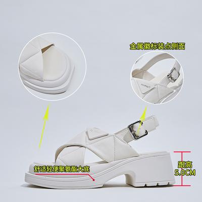 Новые женские сандалии 2025 весна и лето женские сандалии на толстом каблуке с перекрестными ремешками и толстой подошвой, увеличивающие рост, повседневные модные сандалии Xiaoxiang