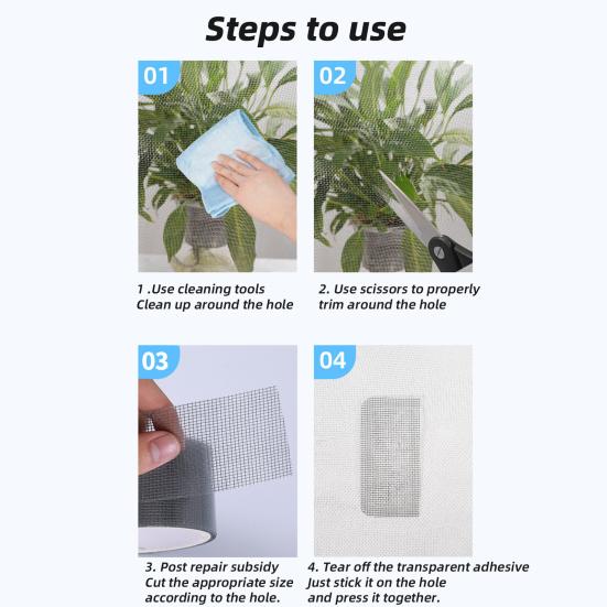 1 Roll 200x5CM Window Screen Repair Tape Waterproof Heavy Duty Strong Adhesive Screen Tears Holes Cover Screen Door Repair Mesh Patch