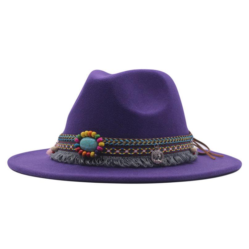 eBay new woolen top hat women's minority style retro flat-brimmed jazz hat