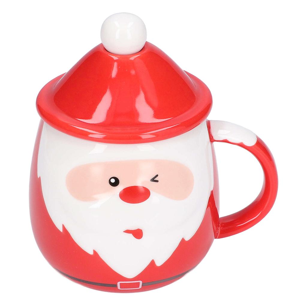 Рождественская чашка большой емкости, 450 мл, керамическая чашка для чая, молока, кофейная кружка с крышкой, ложка для дома