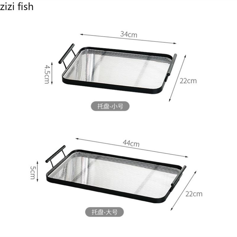 Прямоугольный поднос для хранения Подносы из акрила Iron Art Поднос для чая Декоративные подносы Хлебная тарелка Десертная тарелка Фруктовые тарелки Тарелки для суши